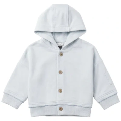 Little Fragile Babies'  Boy French Terry Hooded Button Front Rib Cuff Jacket In Blue