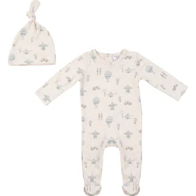Little Fragile Babies'  Carrousel Organic Cotton Blend Snap Closure Romper Hat Piece Set In Neutral
