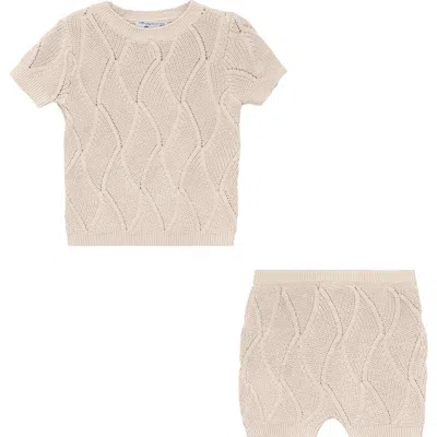 Little Fragile Kids'  Chunky Jersey Short Sleeve Top And Shorts Set In Brown