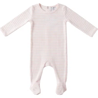 Little Fragile Babies'  Girl Stripe Pointelle Long Sleeve Embroidered Romper And Hat Set In Pink