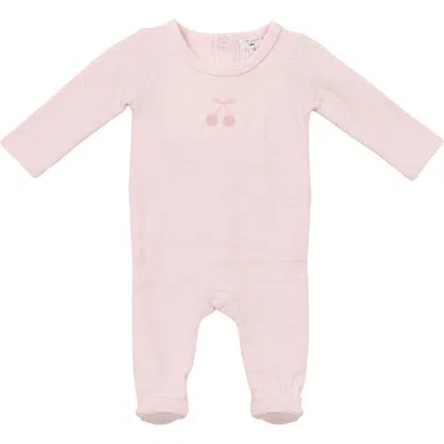 Little Fragile Babies'  Girl Textured Cherry Chest Artwork Long Sleeve Romper In Pink