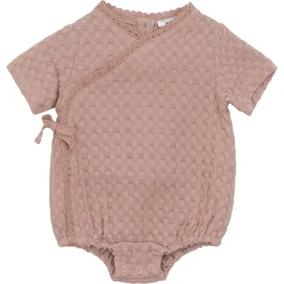 Little Fragile Babies'  Textured Waffle Wrap Front Snap Closure Romper In Brown