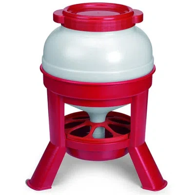 Little Giant Heavy Duty Plastic Dome Gravity Coop Feeder Brooder Container Barrel Tank In Red,white