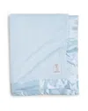 Little Giraffe Luxe Solid Plush Baby Blanket W/ Satin Border In Light Blue