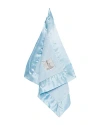 Little Giraffe Luxe Solid Plush Baby Blanket W/ Satin Border In Blue