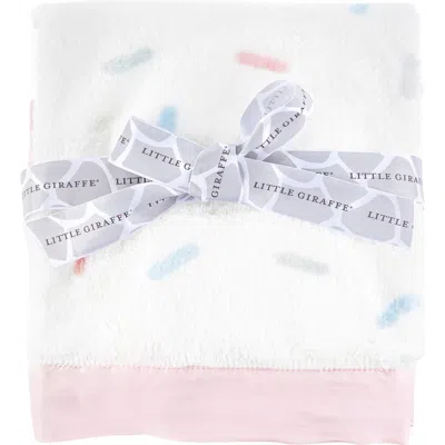 Little Giraffe Luxe Sprinkles Faux Fur Baby Blanket In White
