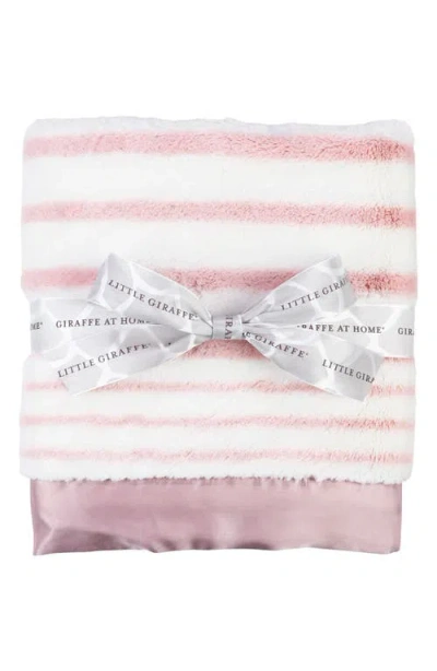 Little Giraffe Luxe Strand Faux Fur Blanket In Pink