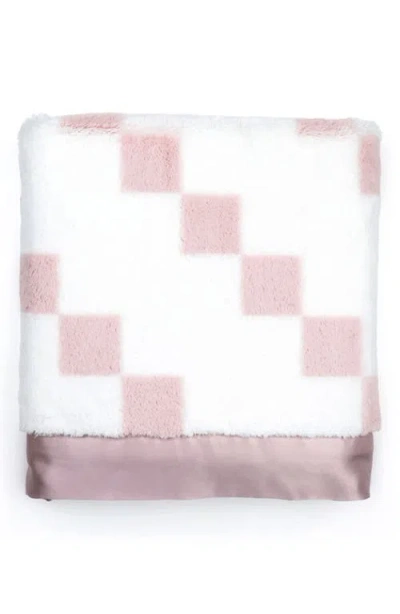 Little Giraffe Stairway Luxe Strand Faux Fur Blanket In Pink