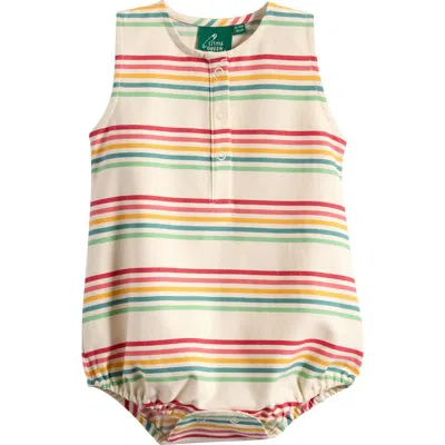 Little Green Radicals Babies'  Stripe Organic Cotton Twill Bubble Romper In Multi