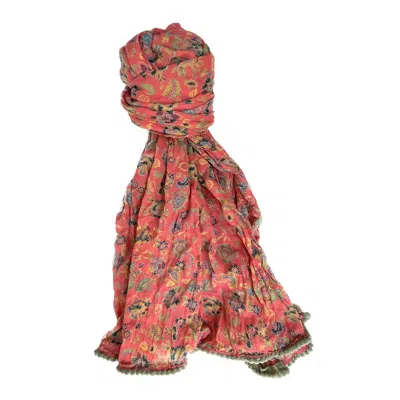 Little Journeys Chicago Crinkled Cotton Scarf In Magnolia Salmon
