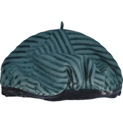 Little Journeys Chicago Women's Velvet Beret Hat In Teal In Blue