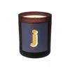 Little Karma Co. Ltd Blue Initial J Candle - Nom Refillable Large Alphabet Candle In Brown