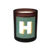 Little Karma Co. Ltd Green Initial H Candle - Juniper Refillable Large Alphabet Candle In Multi