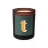 Little Karma Co. Ltd Green Initial T Candle - Kefi Refillable Large Alphabet Candle In Multi