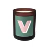 Little Karma Co. Ltd Green Initial V Candle - Juniper Refillable Large Alphabet Candle In Multi