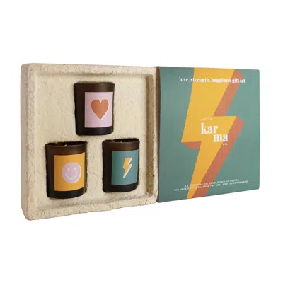 Little Karma Co. Ltd Love, Strength & Happiness Candle Gift Set In Multi
