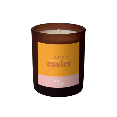 Little Karma Co. Ltd Orange Happy Easter Candle - Lemongrass & Ginger Refillable Midi