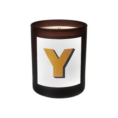 Little Karma Co. Ltd White Initial Y Candle - Sol Refillable Large Alphabet Candle In Multi