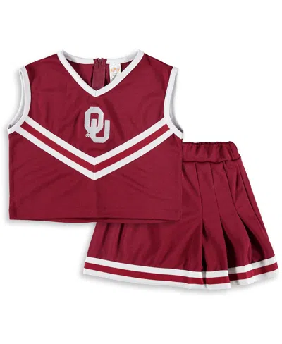 Little King Apparel Kids' Big Girls Crimson Oklahoma Sooners Two-piece Cheer Set