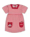 Little King Apparel Girl's Toddler Scarlet Ohio State Buckeyes Striped Dress With Pockets In Scarlet
