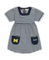 Little King Apparel Girls Toddler Navy Michigan Wolverines Striped Dress With Pockets In Navy