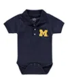 Little King Apparel Infant Boys And Girls Navy Michigan Wolverines Polo Bodysuit In Navy