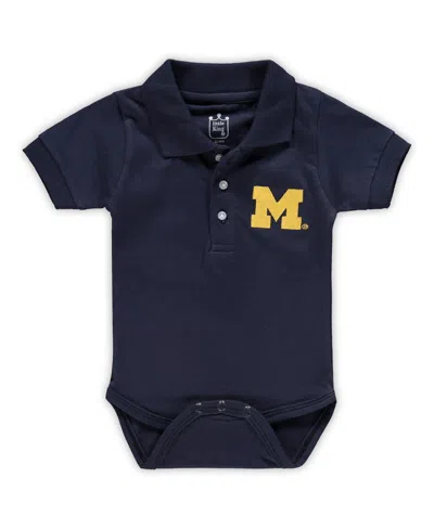 Little King Apparel Babies' Infant Boys And Girls Navy Michigan Wolverines Polo Bodysuit