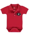 Little King Apparel Infant Boys And Girls Red Georgia Bulldogs Polo Bodysuit In Red