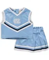 Little King Apparel Toddler Girls Carolina Blue North Carolina Tar Heels Two-piece Cheer Set In Carolina Blue