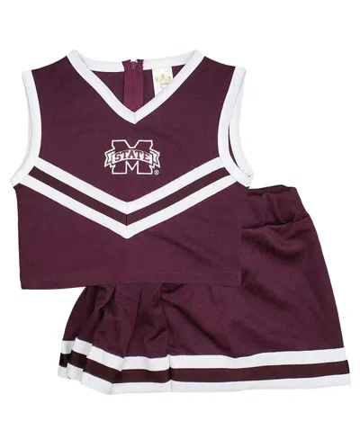 Little King Kids' Big Girls 2-piece Maroon Mississippi State Bulldogs Cheer Set In Brown