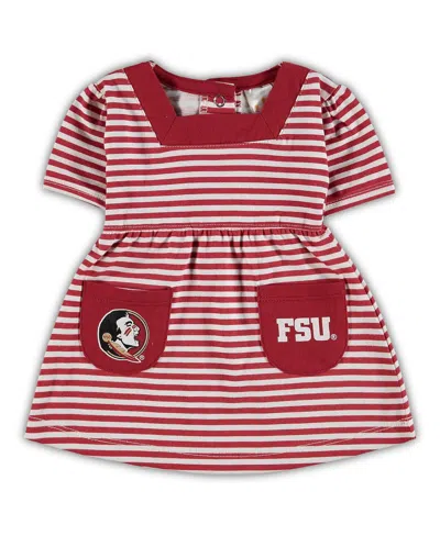 Little King Babies' Girl's Toddler Garnet Florida State Seminoles Striped Dress With Pockets In Red