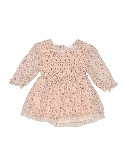 Pre-owned Little Lass Kids' 3/4 Sleeve Top Pink Square Neckline Tops
