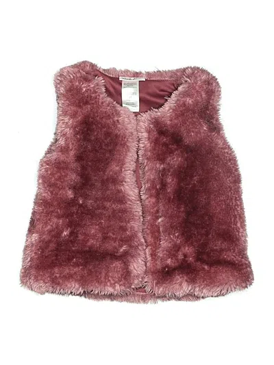 Pre-owned Little Lass Kids' Faux Fur Vest In Burgundy