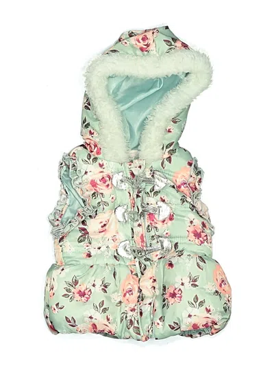 Pre-owned Little Lass Kids' Faux Fur Vest In Green