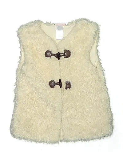 Pre-owned Little Lass Kids' Faux Fur Vest In Ivory