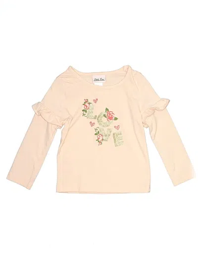 Pre-owned Little Lass Kids' Long Sleeve Top Pink Ruffles Neckline Tops