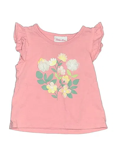 Pre-owned Little Lass Kids' Short Sleeve Top Pink Ruffles Neckline Tops