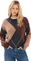 Little Lies Argyle Sweater Chocolate In Chocolate