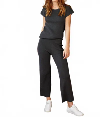 Little Lies Aria Rib Knit Top In Charcoal In Black