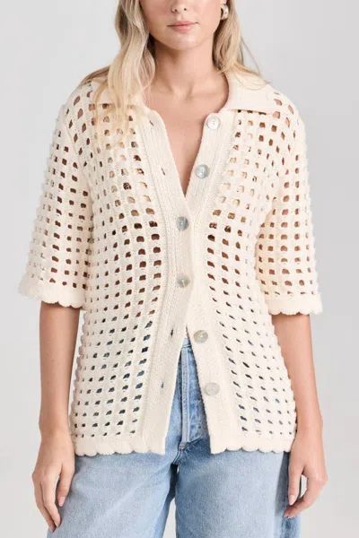 Little Lies Crochet Button Shirt In Natural