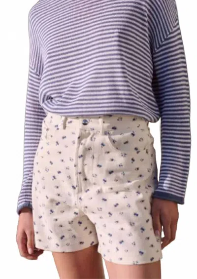 Little Lies Ditsy Floral Shorts In White/blue In Neutral