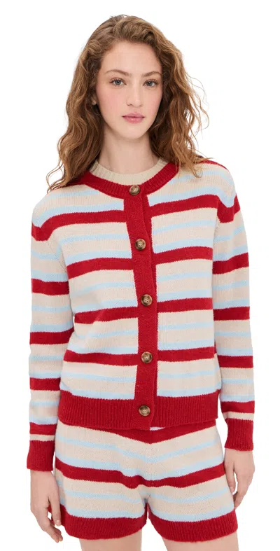 Little Lies Millie Knit Cardigan Blue/red Stripe