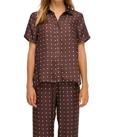 Little Lies Polka Shirt In Chocolate In Brown