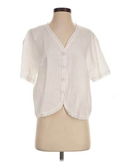 Pre-owned Little Lies Short Sleeve Blouse In White
