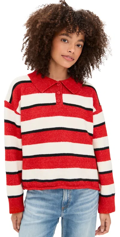Little Lies Sports Day Stripe Polo Red/white/black Stripe