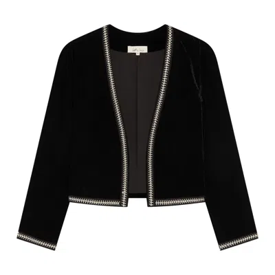 Little Lies Women's Black Metal Guru Studded Velvet Jacket