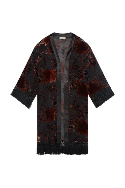 Little Lies Women's Black / Red Rooms On Fire Floral Kimono In Multi