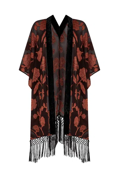 Little Lies Women's Black Venus Fringed Kimono