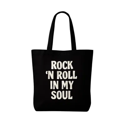 Little Lies Women's Black / White Rock N Roll In My Soul Black Tote Bag In Multi
