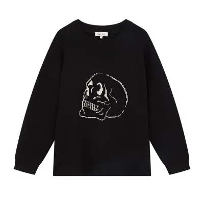 Little Lies Women's Black / White Skull Knit Black Jumper In Multi